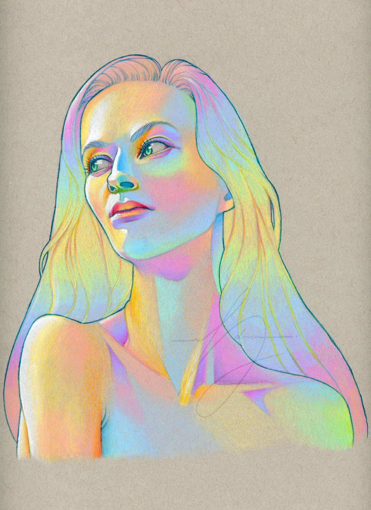Rainbow Portrait Nr. 1 Original Drawing