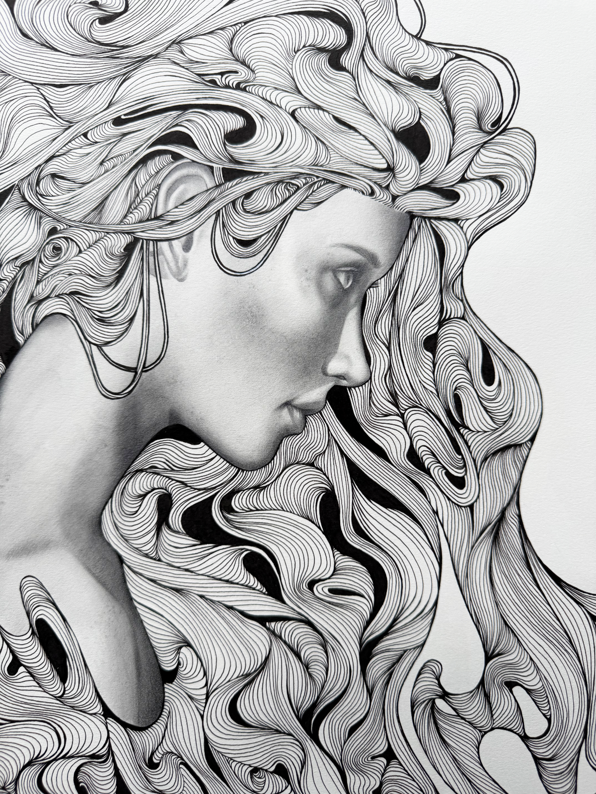 'Inner Tides' Original Graphite & Ink Drawing