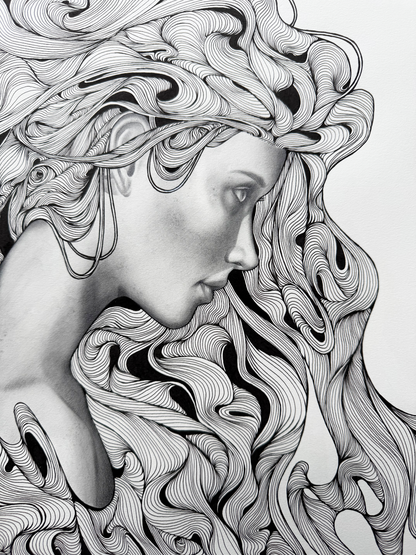 'Inner Tides' Original Graphite & Ink Drawing
