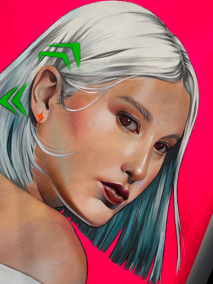 'Neon Gaze' Original Watercolor & Gouache Mixed Media Painting