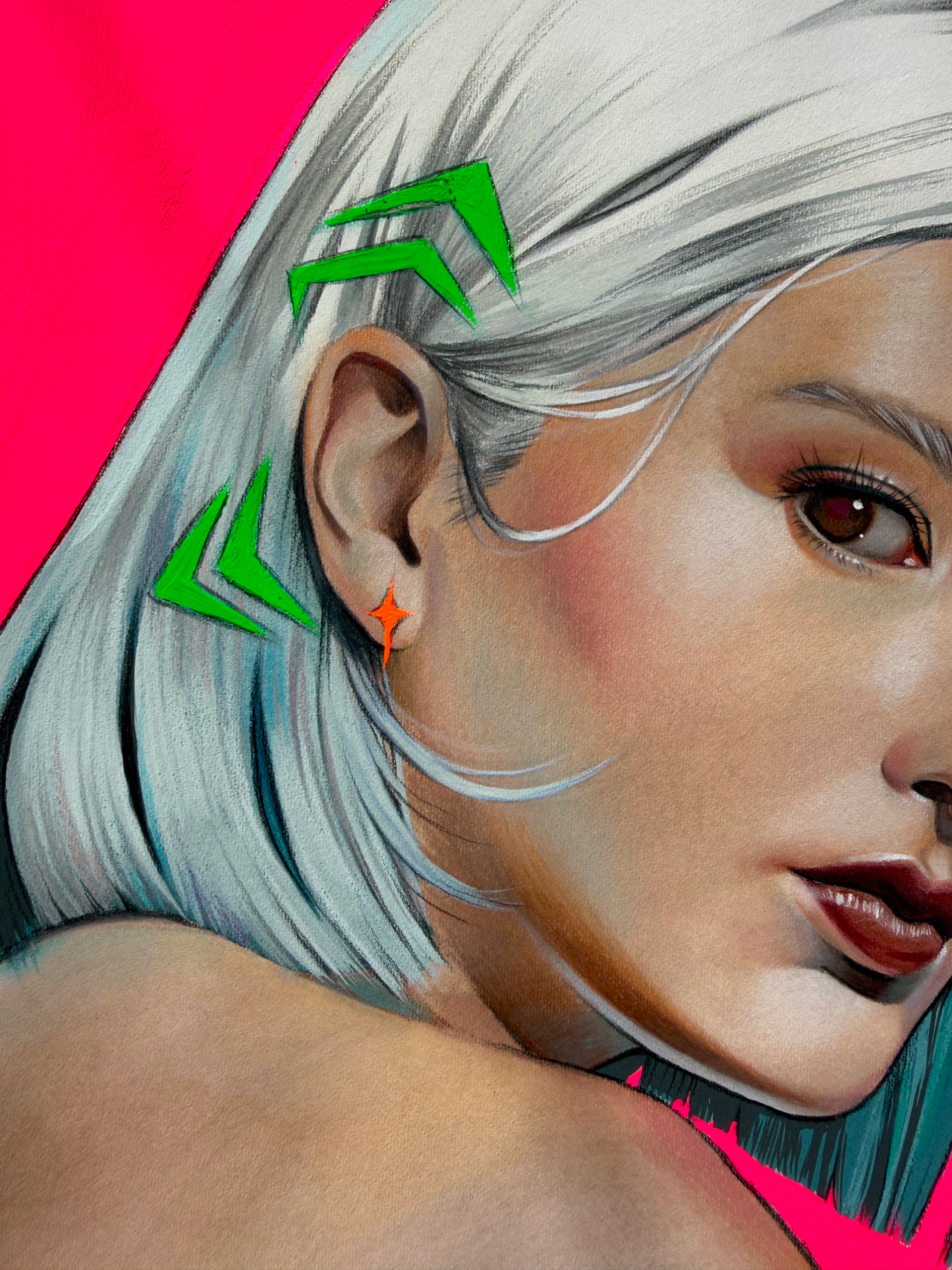 'Neon Gaze' Original Watercolor & Gouache Mixed Media Painting