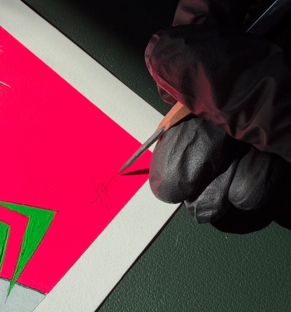 'Neon Gaze' Original Watercolor & Gouache Mixed Media Painting