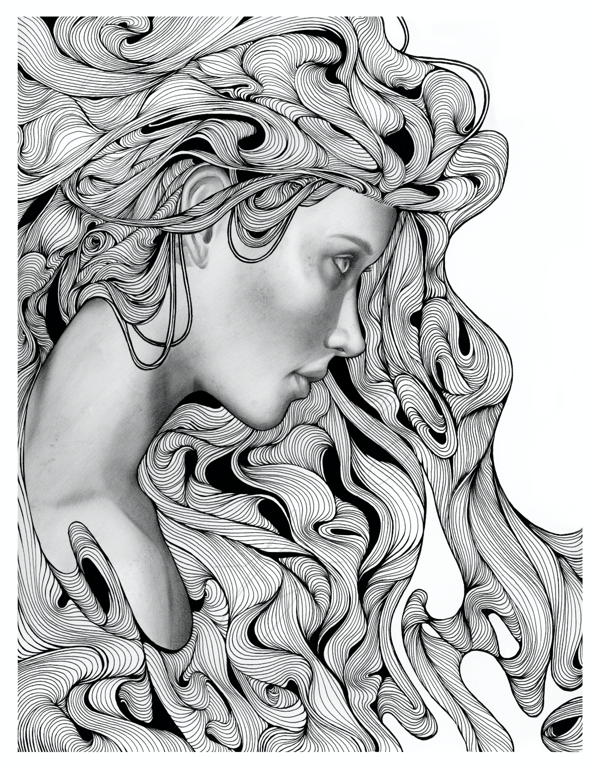 'Inner Tides' Original Graphite & Ink Drawing