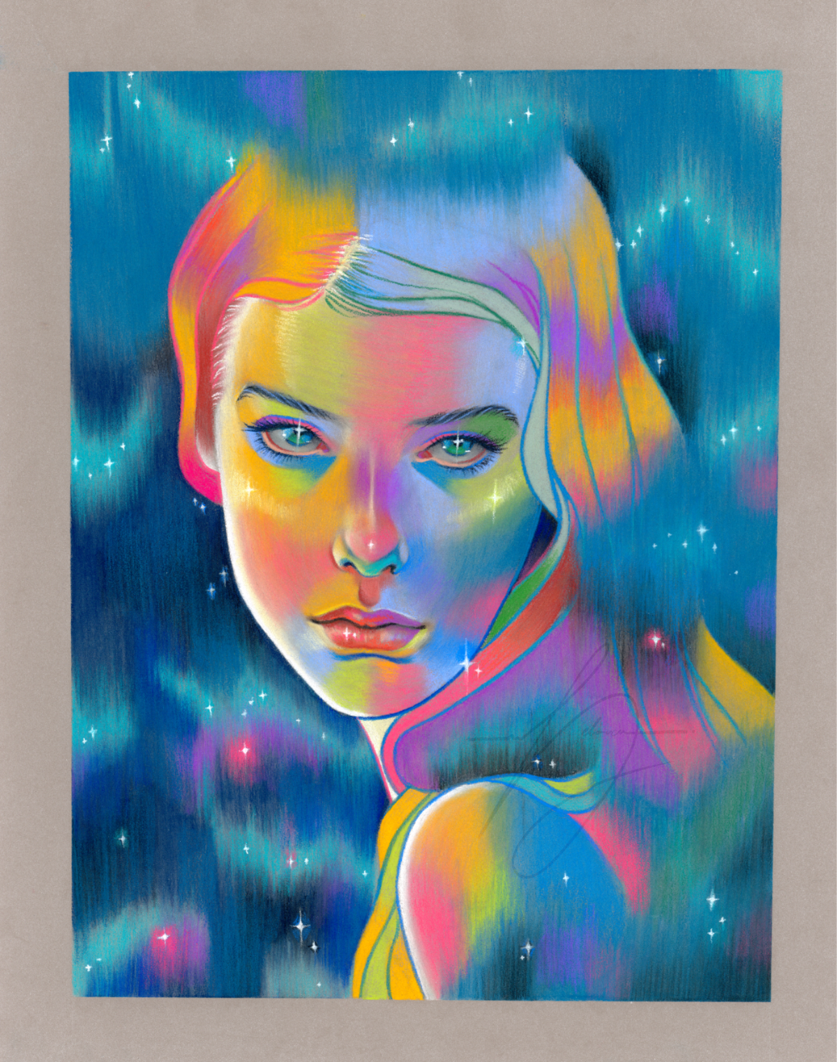 'Daughter of the Void' Original Pastel Drawing