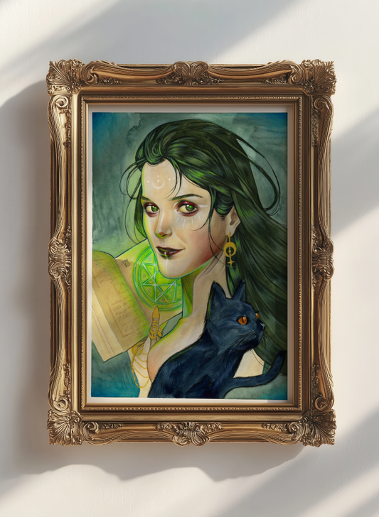 'Cursed Spellbook' Original Watercolor & Gouache Painting